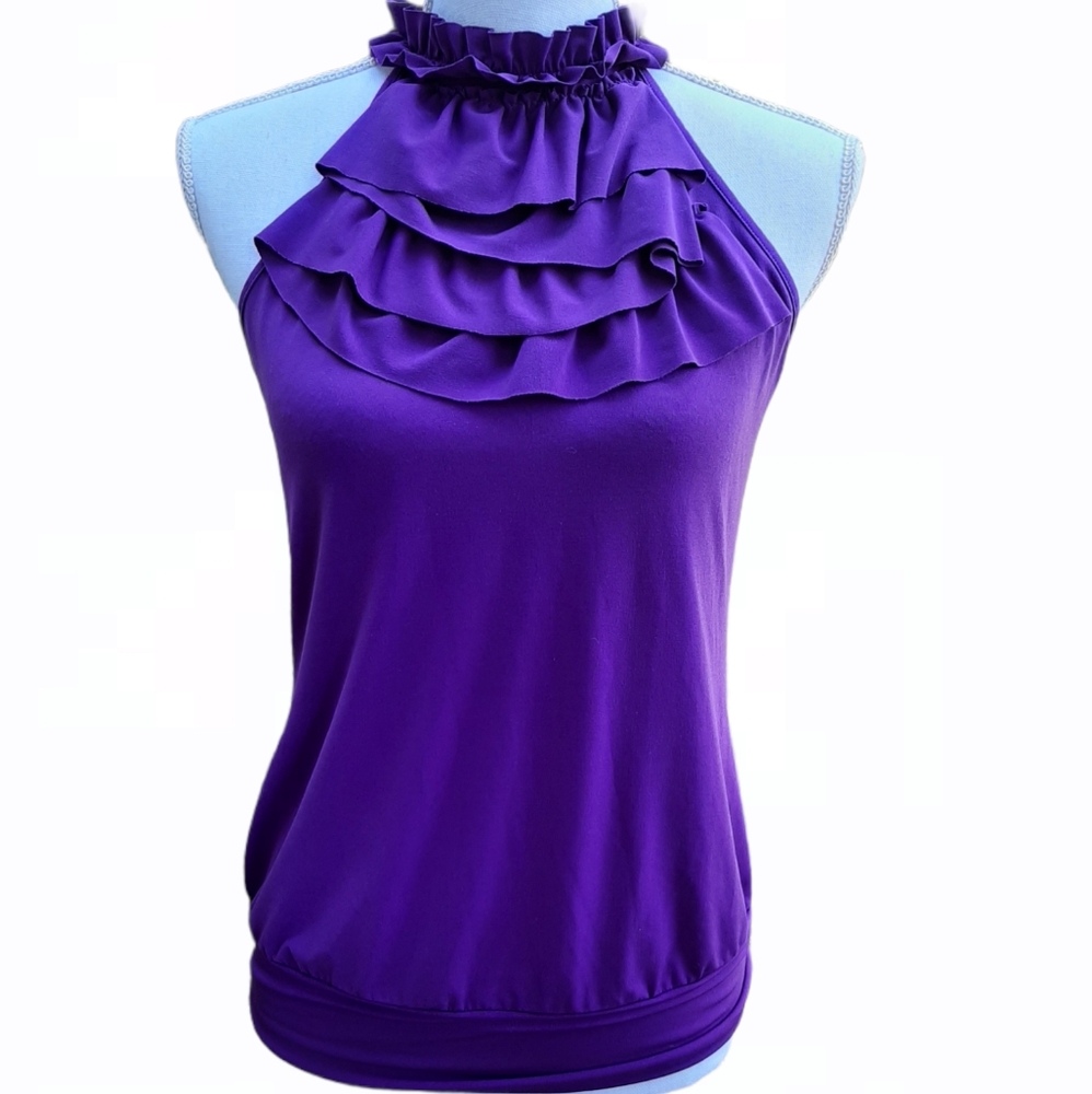 Purple Ruffle Halterneck Top